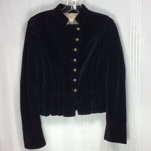 VTG American Rag Black Cotton Velveteen Cropped Lined Jacket